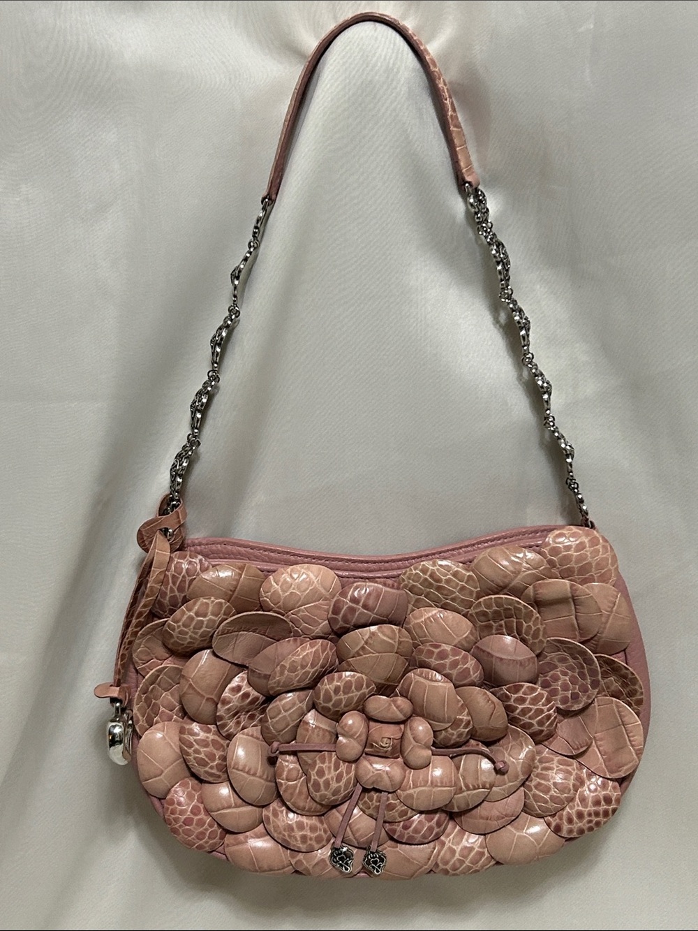 Brighton "Rosalie" Pink Leather Flower Applique Shoulder Bag